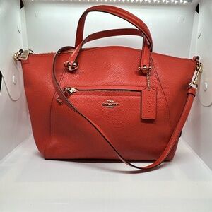 Coach Praire Leather Satchel Bag in Orange